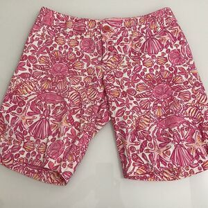 Lilly Pulitzer Resort Bermuda Shorts Hotty Pink Sailors Resort Seashell Size 2